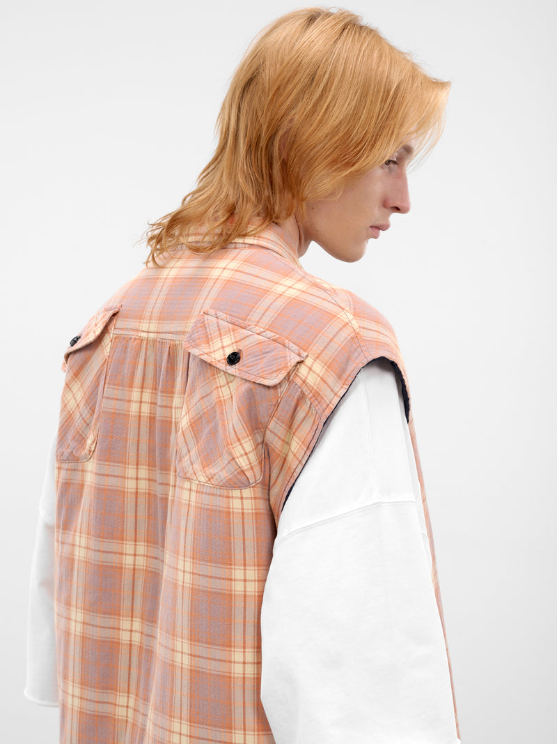 Purple Cotton Plaid Boxy Vest (K2511SJ195-PURPLE)