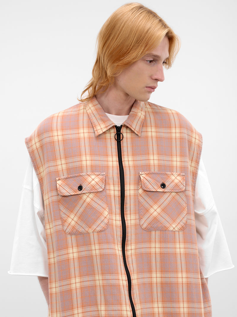 Purple Cotton Plaid Boxy Vest (K2511SJ195-PURPLE)