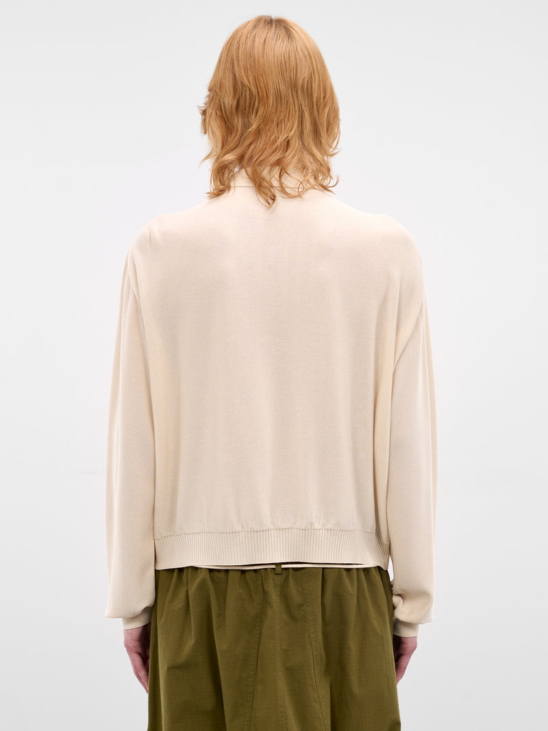 Ecru Cotton Yoyo Quilted Cardigan (K2513KN216-ECRU)