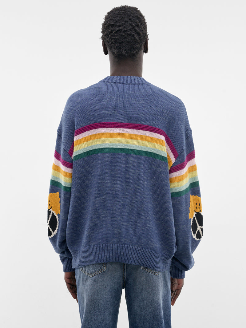 Rainbowy Smiley Striped Knit Sweater (K2603KN012-BLUE)