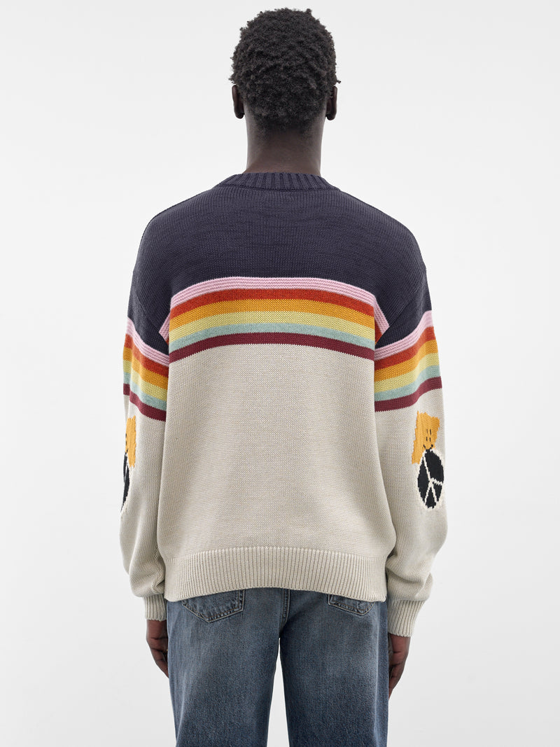 Rainbowy Smiley Striped Knit Sweater (K2603KN013-MULTICOLOR)