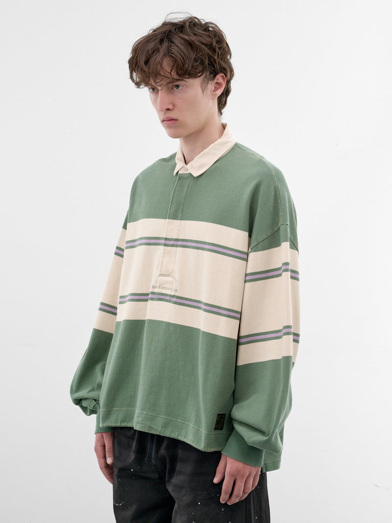 Striped Long Sleeve Rugby Shirt (K2604LC092-GREEN)