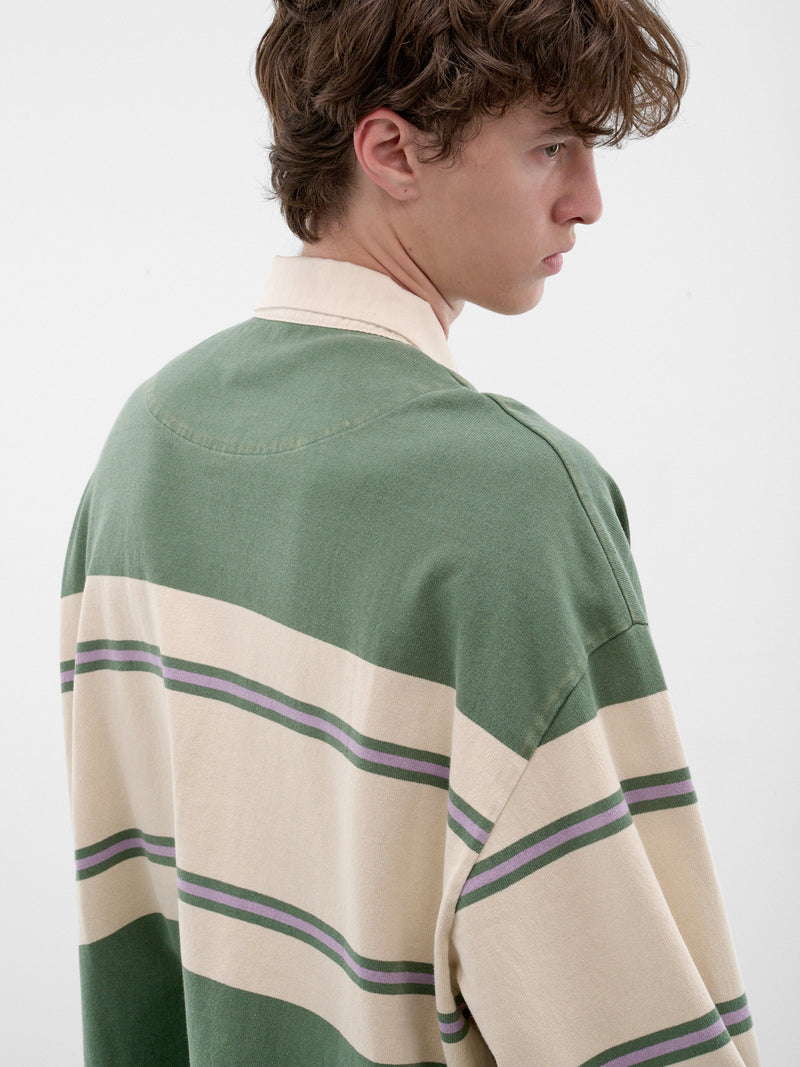 Striped Long Sleeve Rugby Shirt (K2604LC092-GREEN)