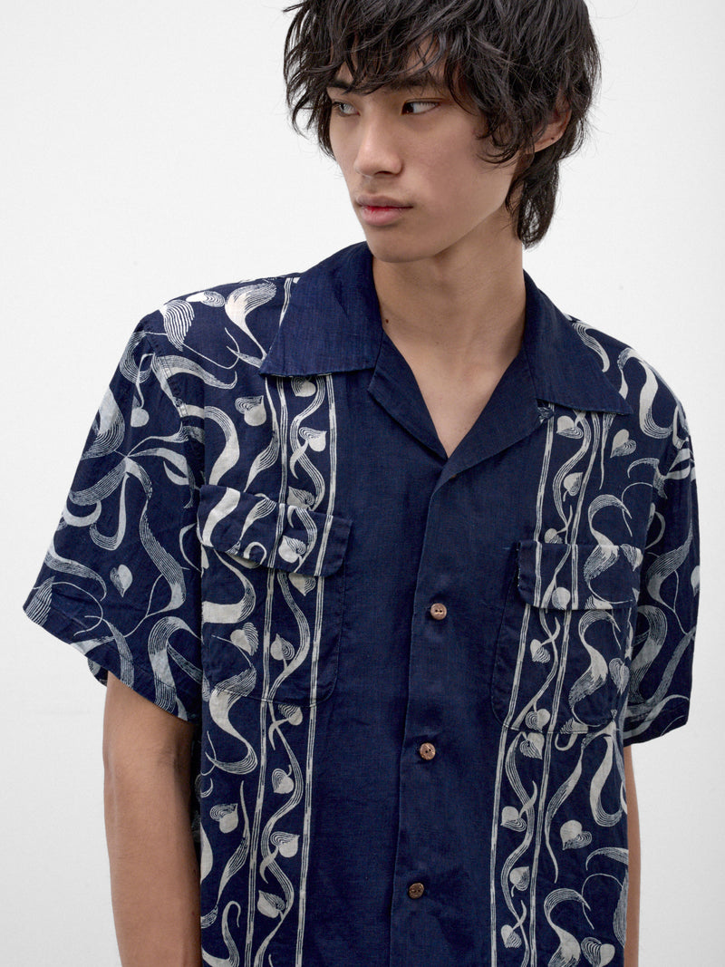 Indigo Linen Discharge Print Shirt (K2605SS168-IDG-INDIGO)
