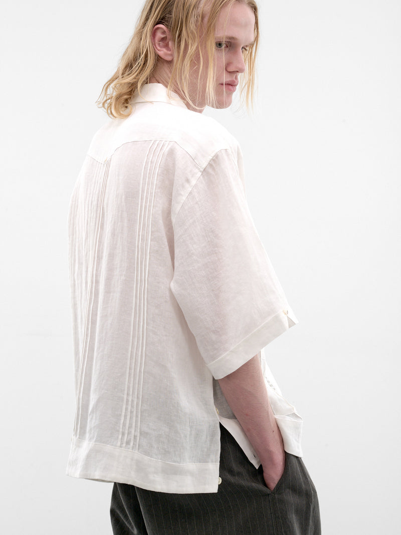 Linen Drawn Work Cuba Shirt (K2605SS196-WH-WHITE)