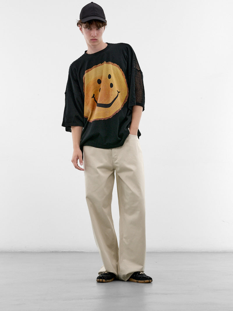 Black Woodgrain Smiley Graphic Tee (K2606SC241-BLACK)