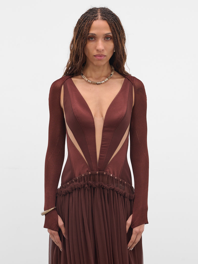 Burgundy Knit Bolero Sleeves (KA01V1BR450-REDDISH-BROWN)