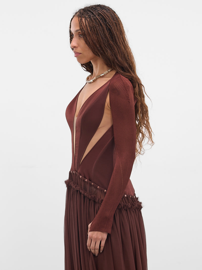 Burgundy Knit Bolero Sleeves (KA01V1BR450-REDDISH-BROWN)
