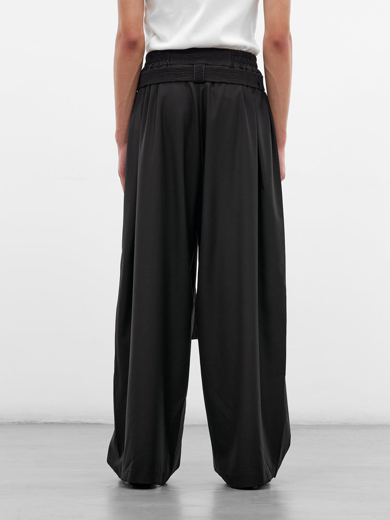 Kholong Black Wool Wide Trousers (KHOLONG-BLACK)