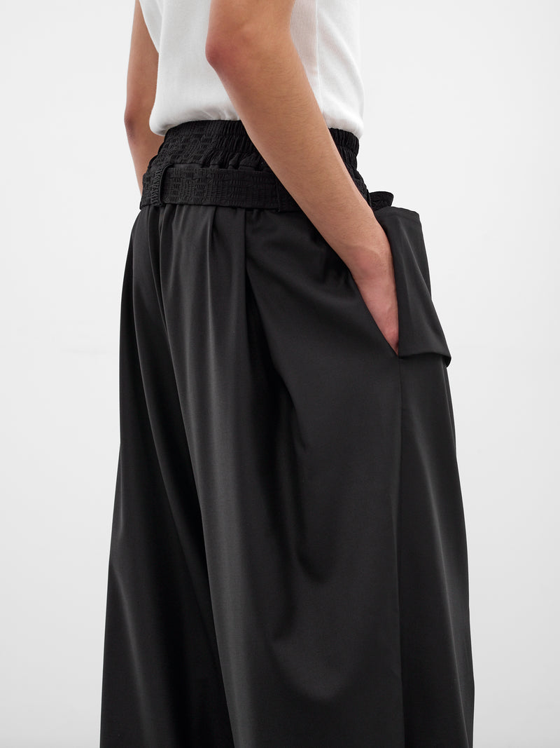Kholong Black Wool Wide Trousers (KHOLONG-BLACK)