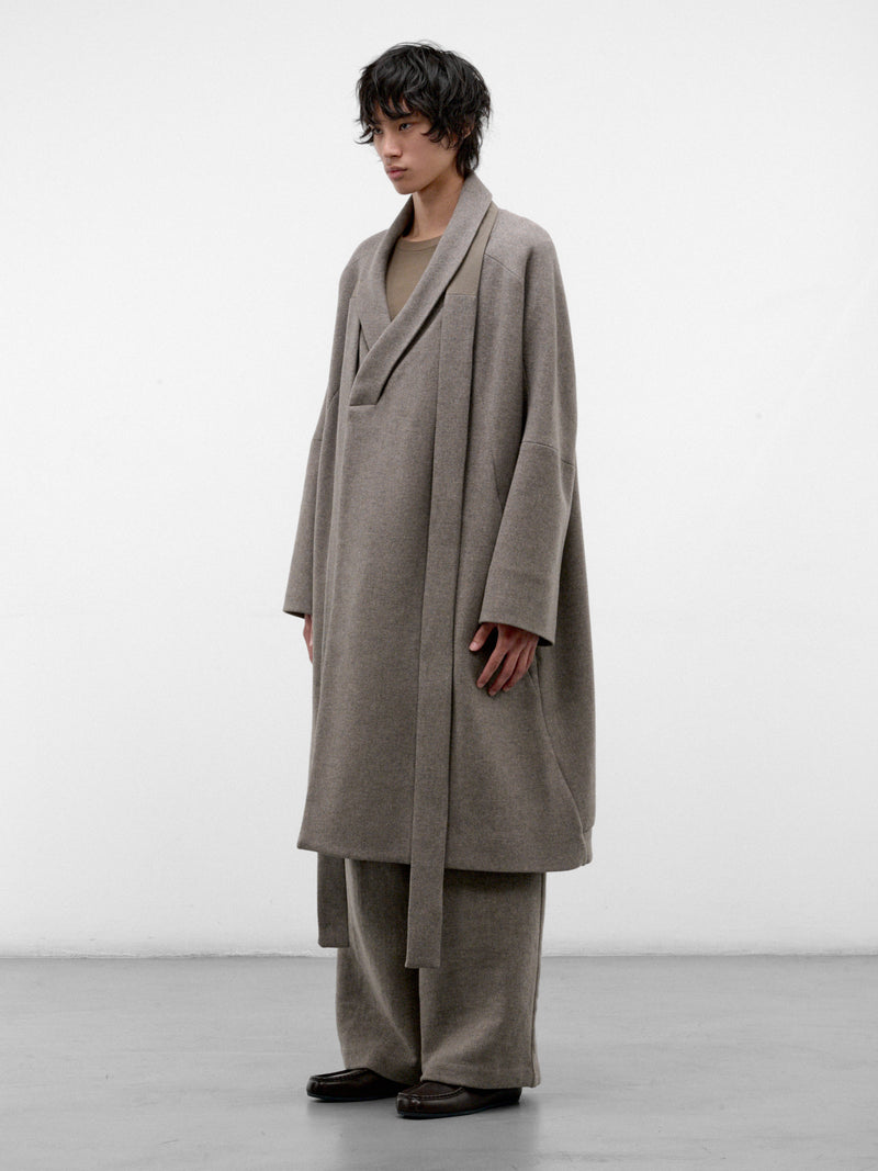 Gray Wool Kilong Kimono Coat (KILONG-GREIGE-GREY)