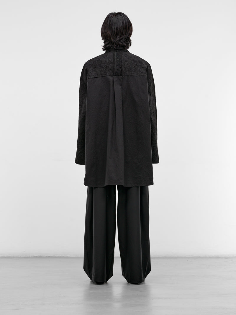 Kirtis Black Textured Cape Shirt (KIRTIS-BLACK-SLAKE)