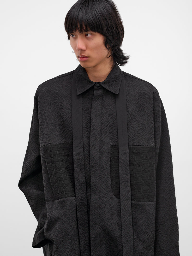 Kirtis Black Textured Cape Shirt (KIRTIS-BLACK-SLAKE)