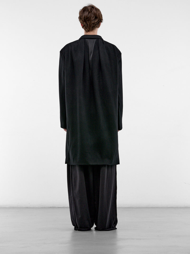 Black Wool Asymmetric Overcoat (KKAW26C07-61-DEEP-BLACK)