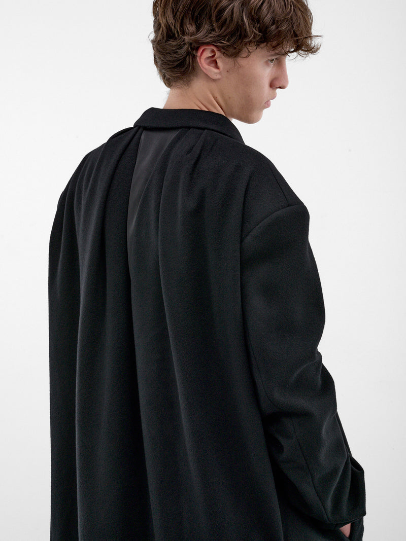 Black Wool Asymmetric Overcoat (KKAW26C07-61-DEEP-BLACK)