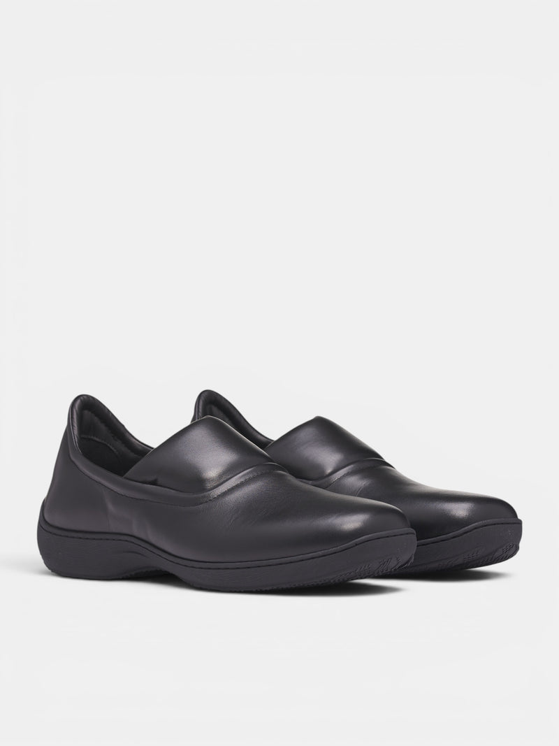 Black Leather Slip-On Sneakers (KKAW26FT02-112-BLACK)