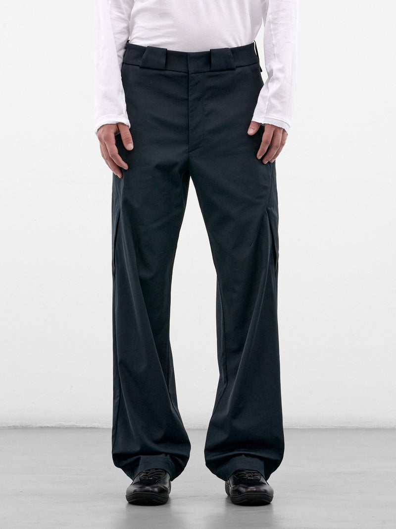 Blue Cotton Tailored Trousers (KKAW26T05-12-PETROL-BLUE)
