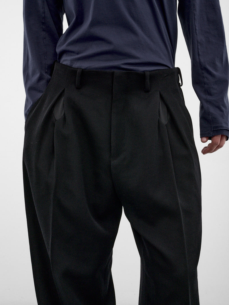 Black Wool Tailored Wide Trousers (KKAW26T10-21-JET-BLACK)