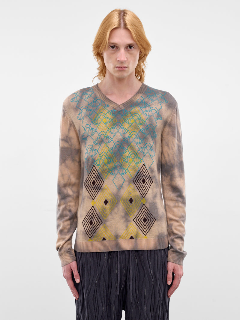 Hatha Tie-Dye Argyle Knit Sweater (KKSS26KN04-107-PECAN)