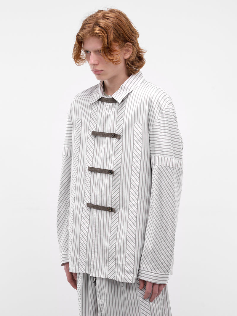 Diagonal Stripe Kyan Shirt (KKSS26SH01-67-KHAKI-BEIGE)