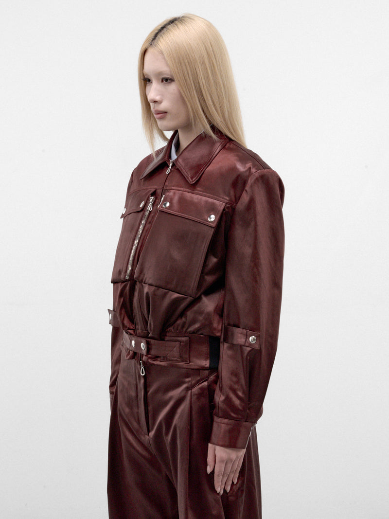 Umber Satin Cropped Jacket (KKWAW26J01-27-BURNT-UMBER)