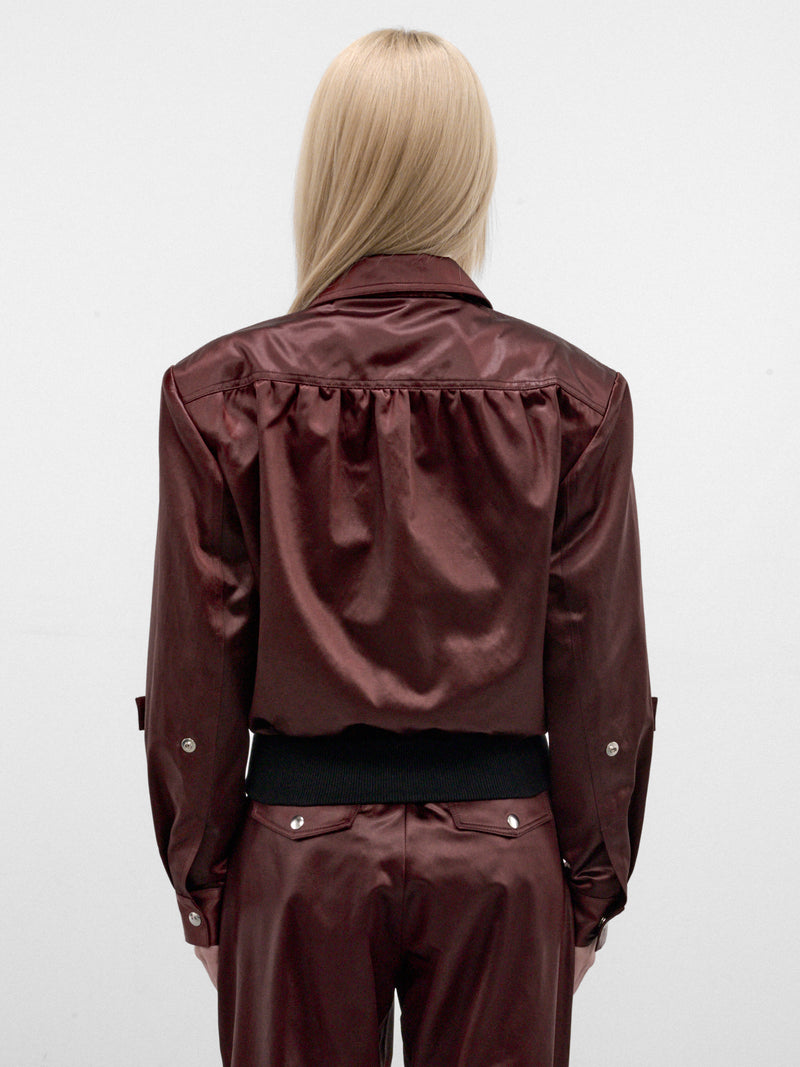 Umber Satin Cropped Jacket (KKWAW26J01-27-BURNT-UMBER)