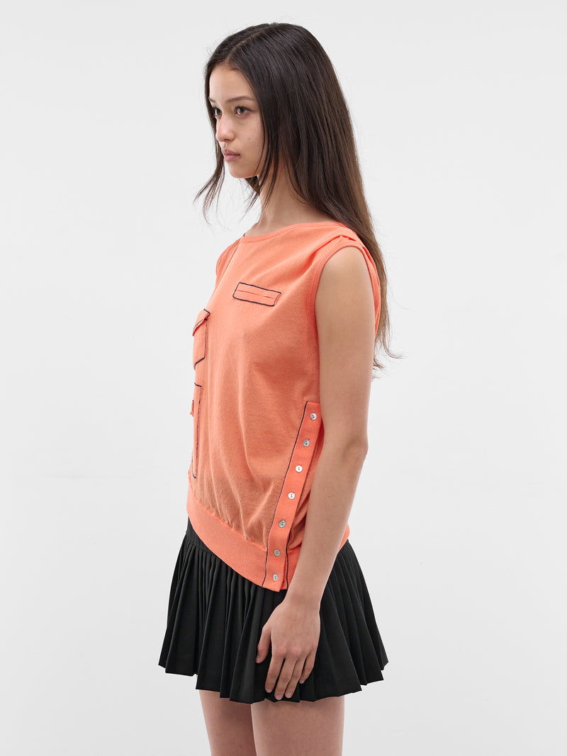 Asymmetric Kreiner Contrast Stitch Tank (KKWSS26KN08-99-SALMON)