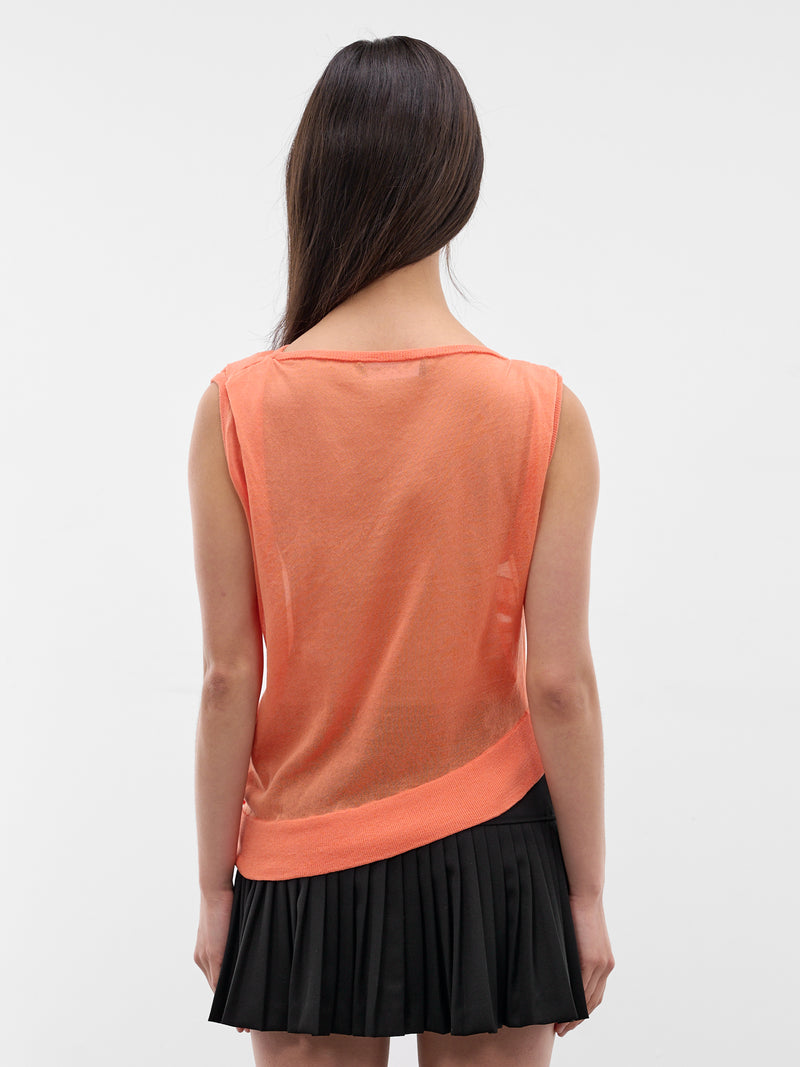 Asymmetric Kreiner Contrast Stitch Tank (KKWSS26KN08-99-SALMON)
