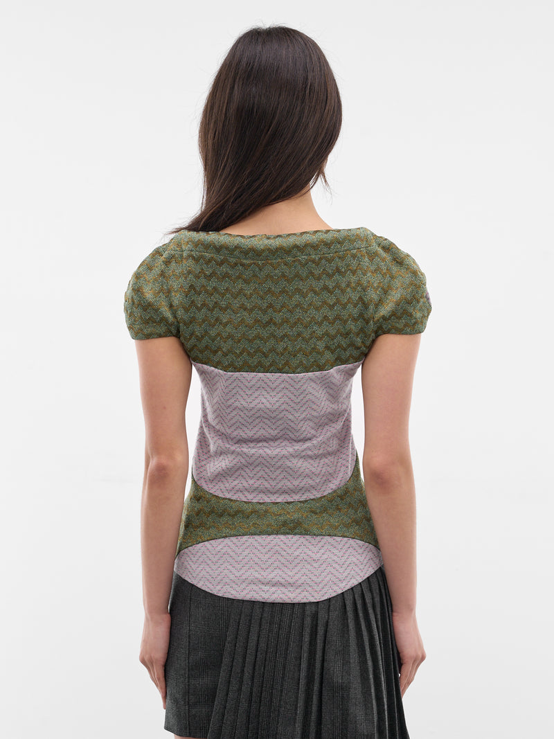 Compass Paneled Chevron Jersey Top (KKWSS26TP03-56-SHADOW-GREY)