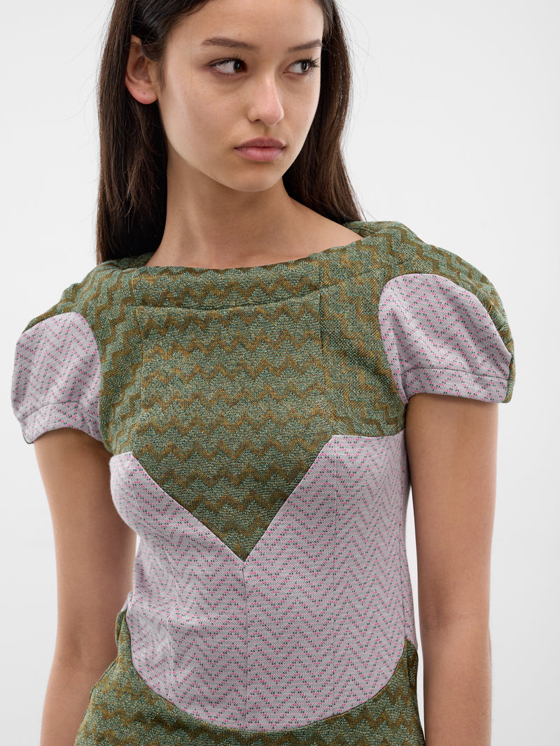 Compass Paneled Chevron Jersey Top (KKWSS26TP03-56-SHADOW-GREY)