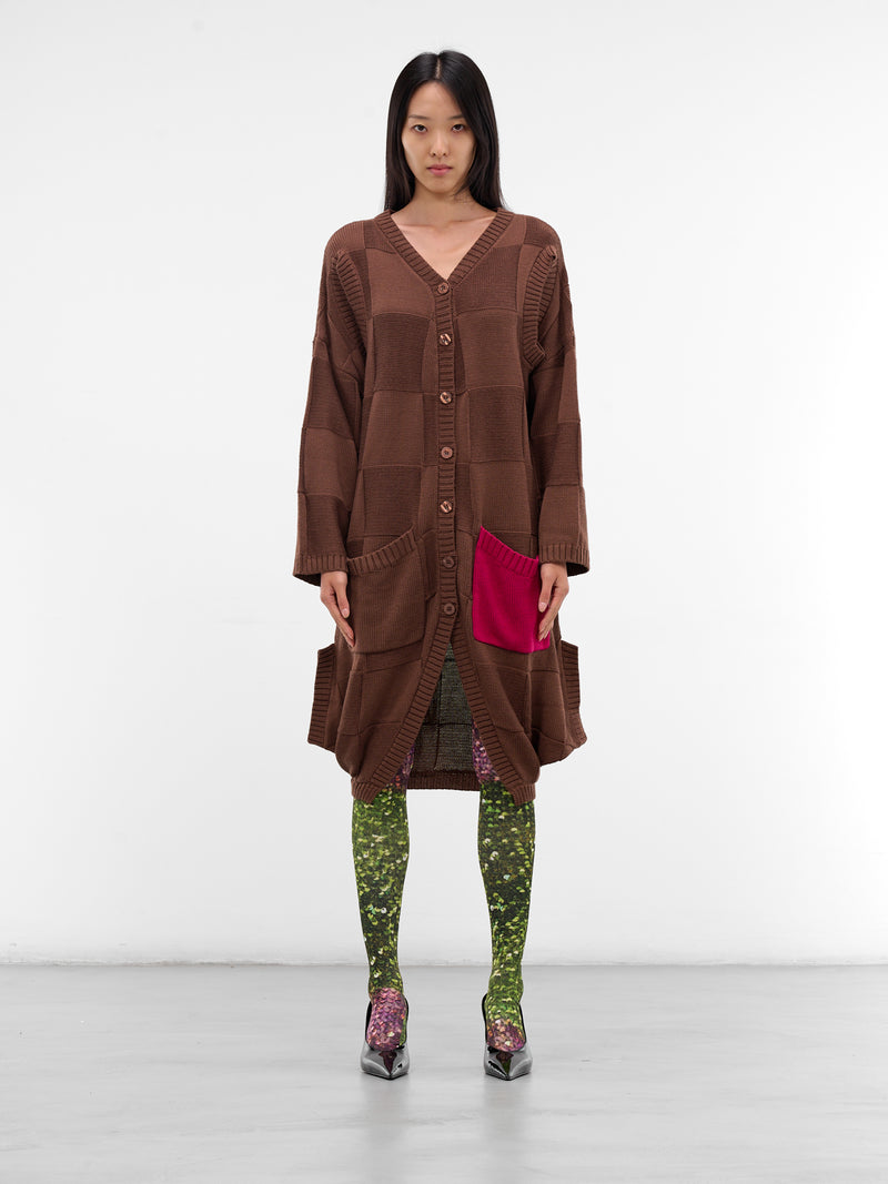 Square Knit Cardigan Dress (KL1-TPDR-LOKAR-CHOCOLATE-GREEN)