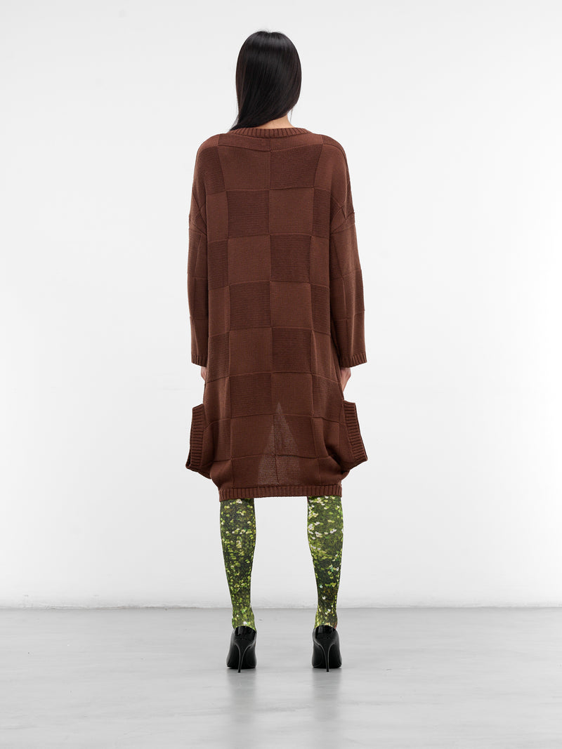 Square Knit Cardigan Dress (KL1-TPDR-LOKAR-CHOCOLATE-GREEN)