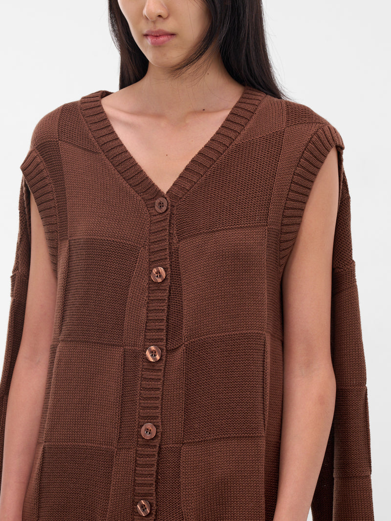 Square Knit Cardigan Dress (KL1-TPDR-LOKAR-CHOCOLATE-GREEN)