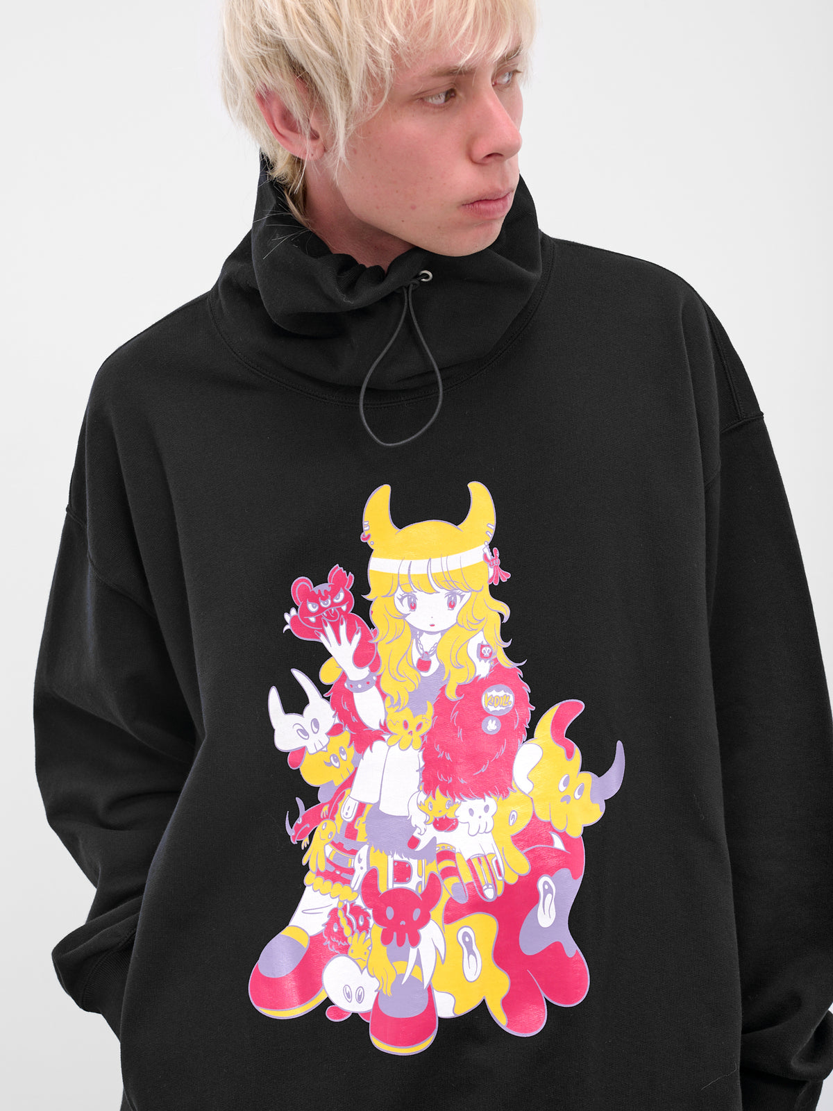 Black Graphic High Neck Sweatshirt (KL1005-BLACK)