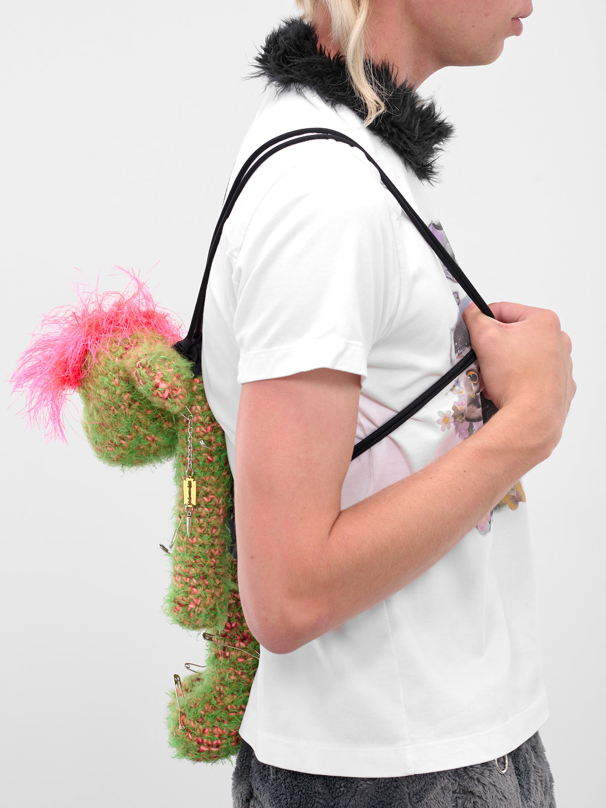 Green & Pink Teddy Bear Bag (KL1035-GREEN-BLACK)