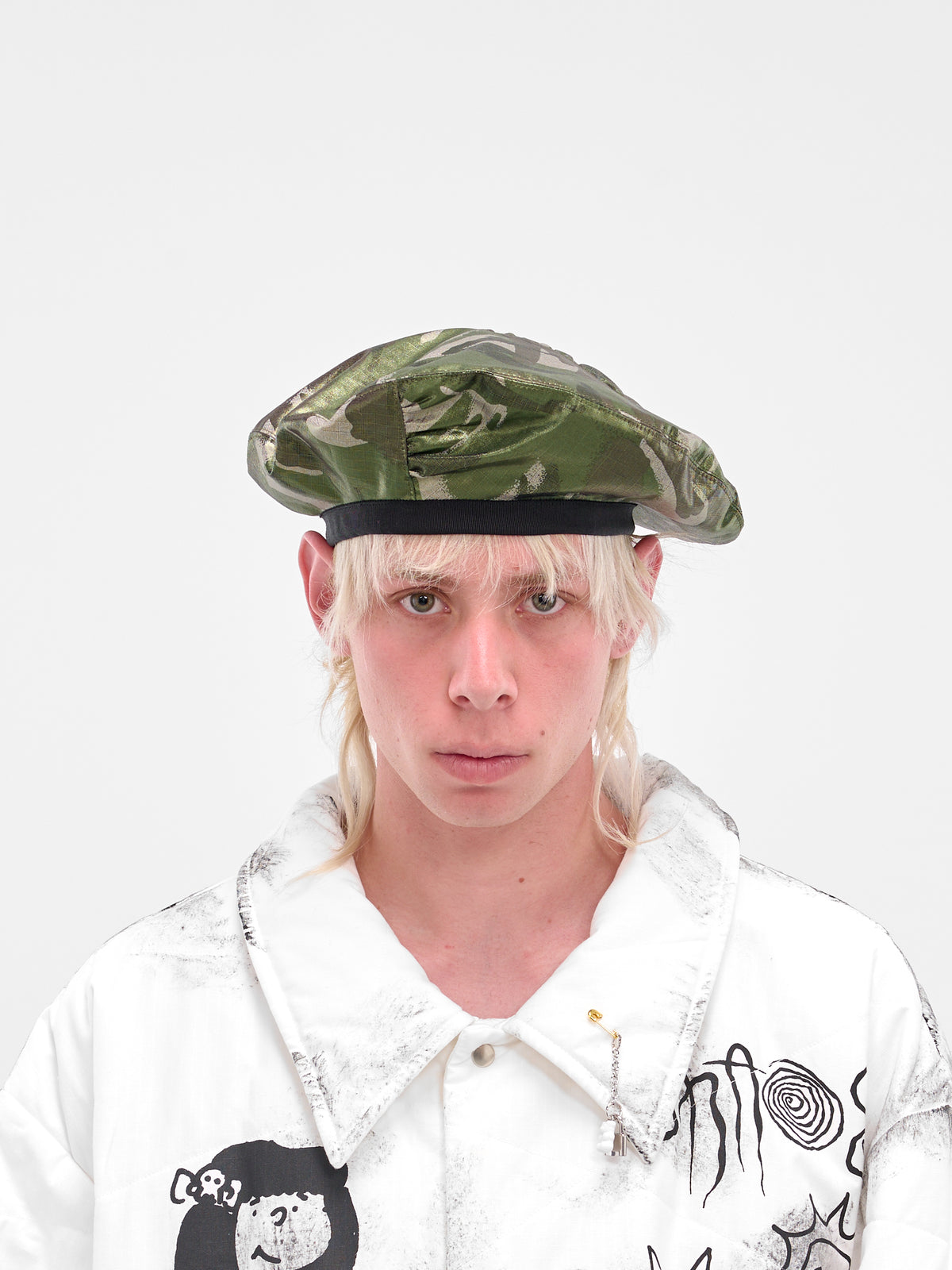 Green Coated Camo Beret Hat (KL1042-CAMO-GREEN)