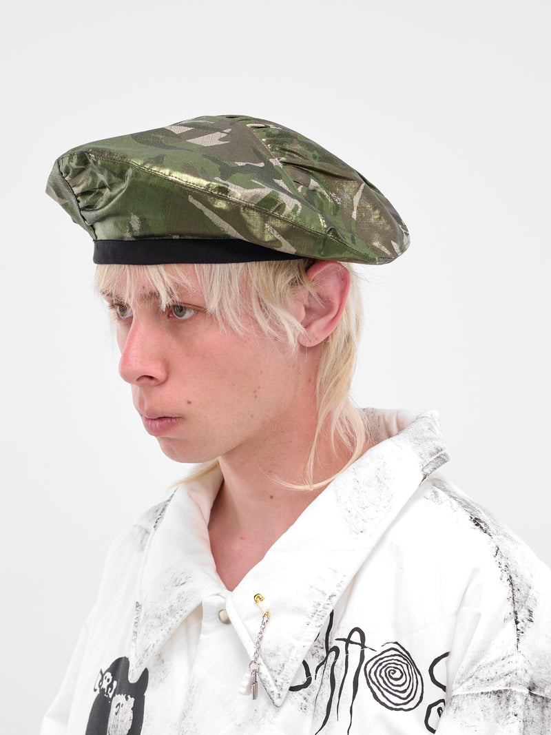 Green Coated Camo Beret Hat (KL1042-CAMO-GREEN)