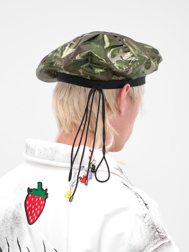 Green Coated Camo Beret Hat (KL1042-CAMO-GREEN)