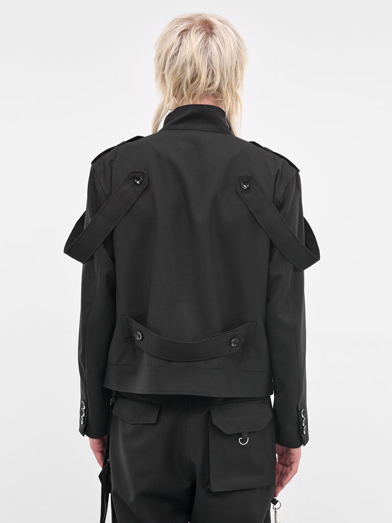 Black Double Zip Strap Jacket (KL1048-BLACK)