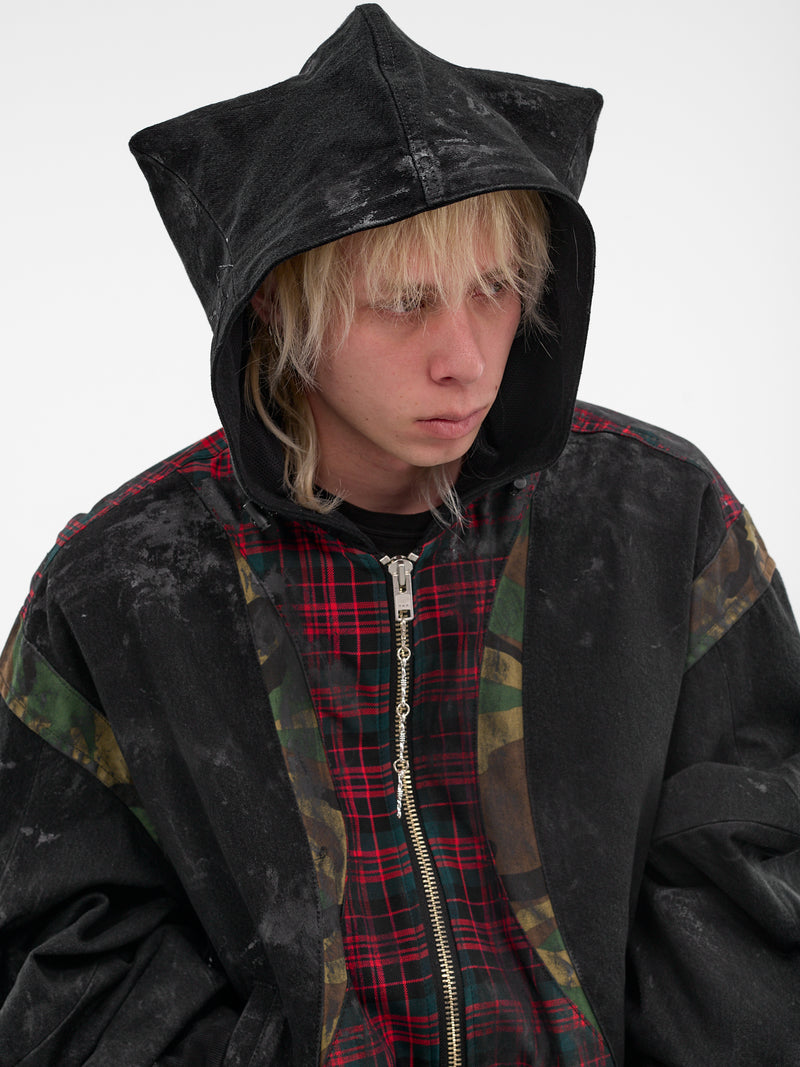 Black Sculptural Spike Patch Jacket (KL1050-BLACK)