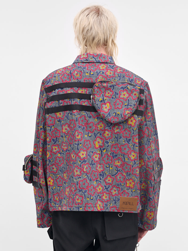 Flower Print Pocket Zip Jacket (KL1056-GREY-FLOWER)