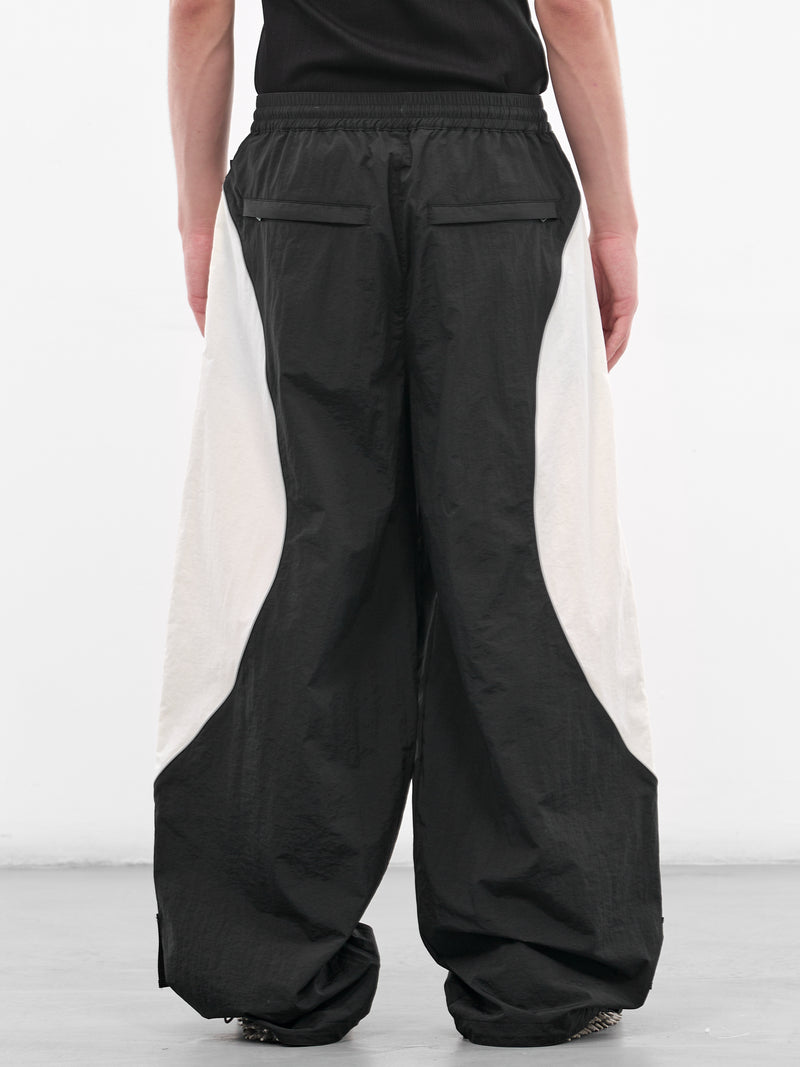Two-Tone Nylon Ribbon Track Pants (KL1063-BLACK-WHITE)