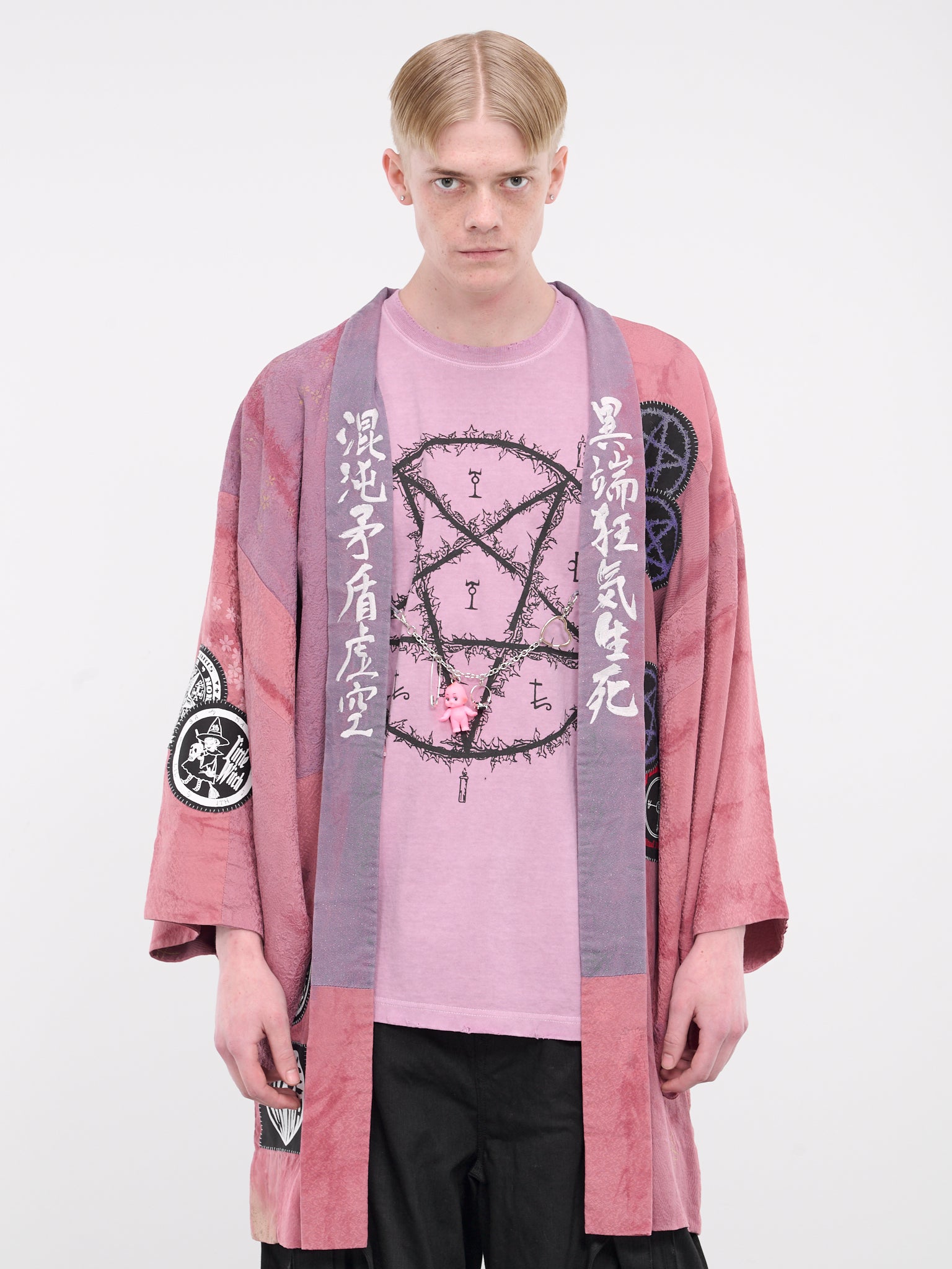 Graphic Patch Kimono (KL845-PINK-OVERDYE)
