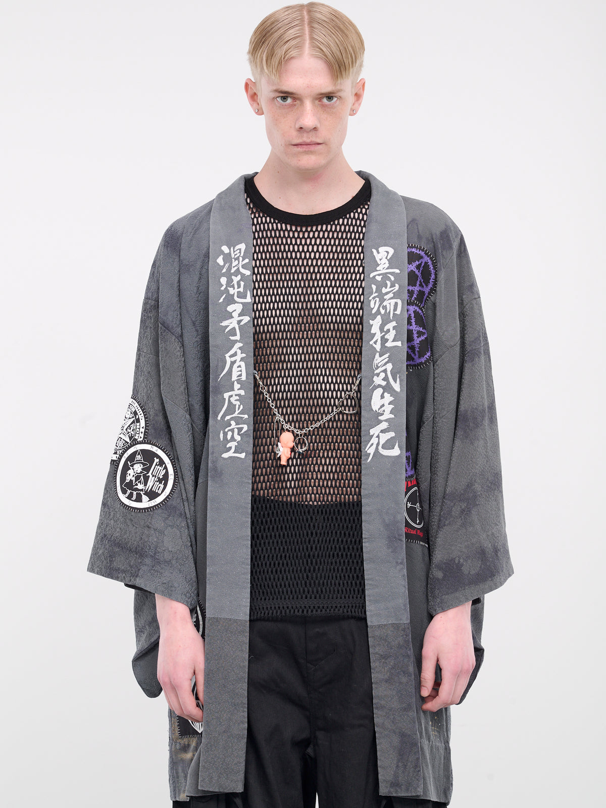 Graphic Patch Kimono (KL845-BLACK-OVERDYE)