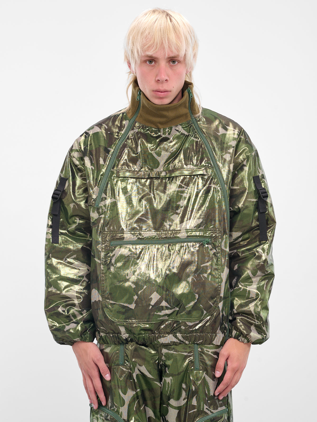 Green Coated Camo Bomber Jacket (KL977-CAMO-GREEN)