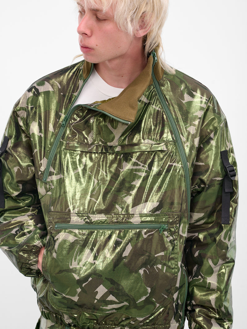 Green Coated Camo Bomber Jacket (KL977-CAMO-GREEN)