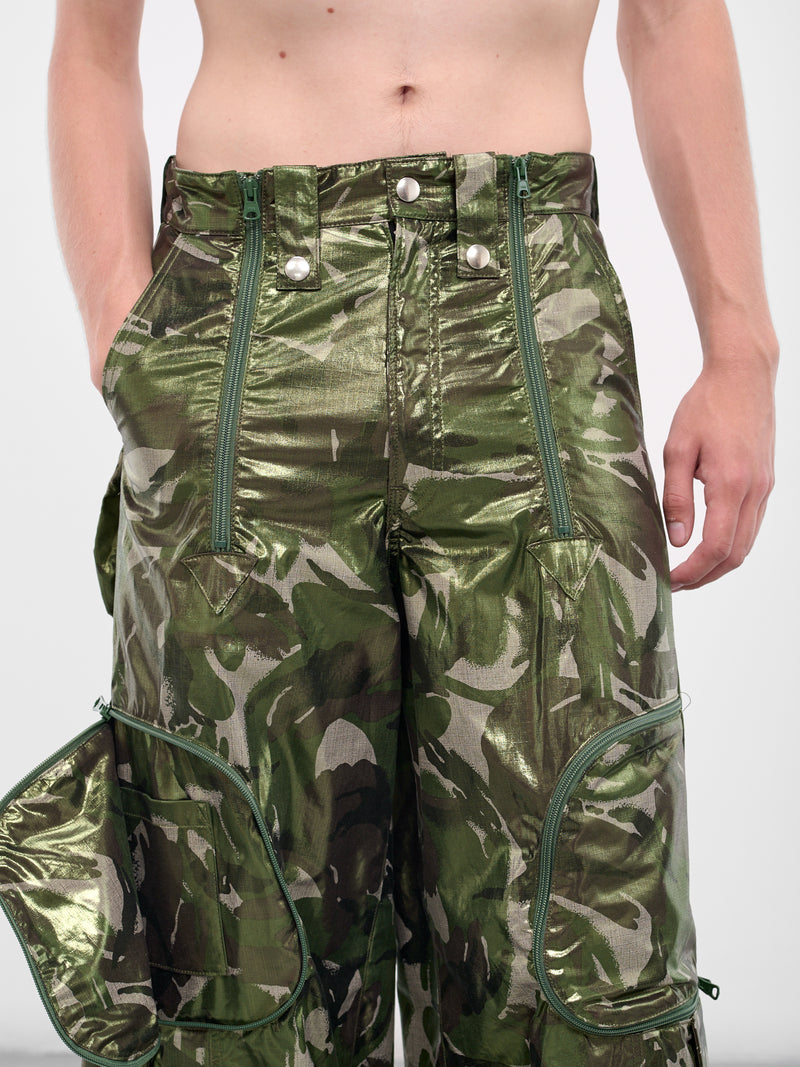 Green Coated Camo Cargo Pants (KL979-CAMO-GREEN)