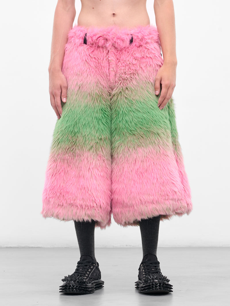 Gradient Fur Wide Leg Shorts (KL988-PINK-GREEN)