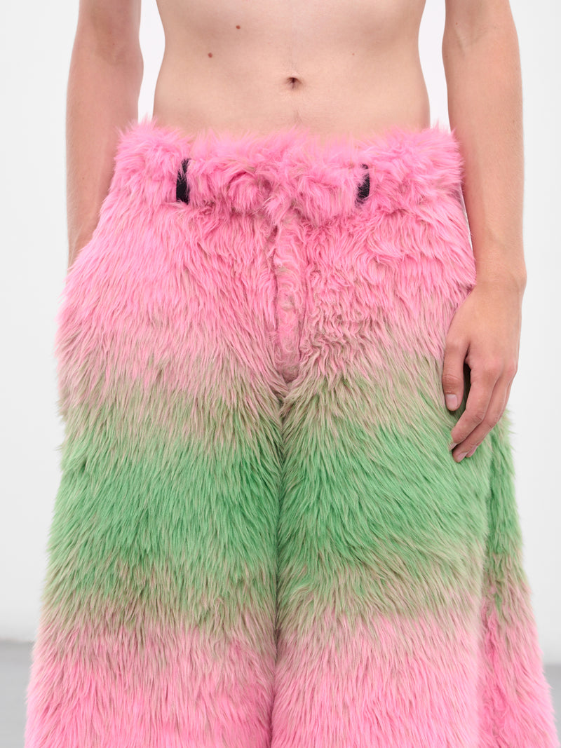 Gradient Fur Wide Leg Shorts (KL988-PINK-GREEN)