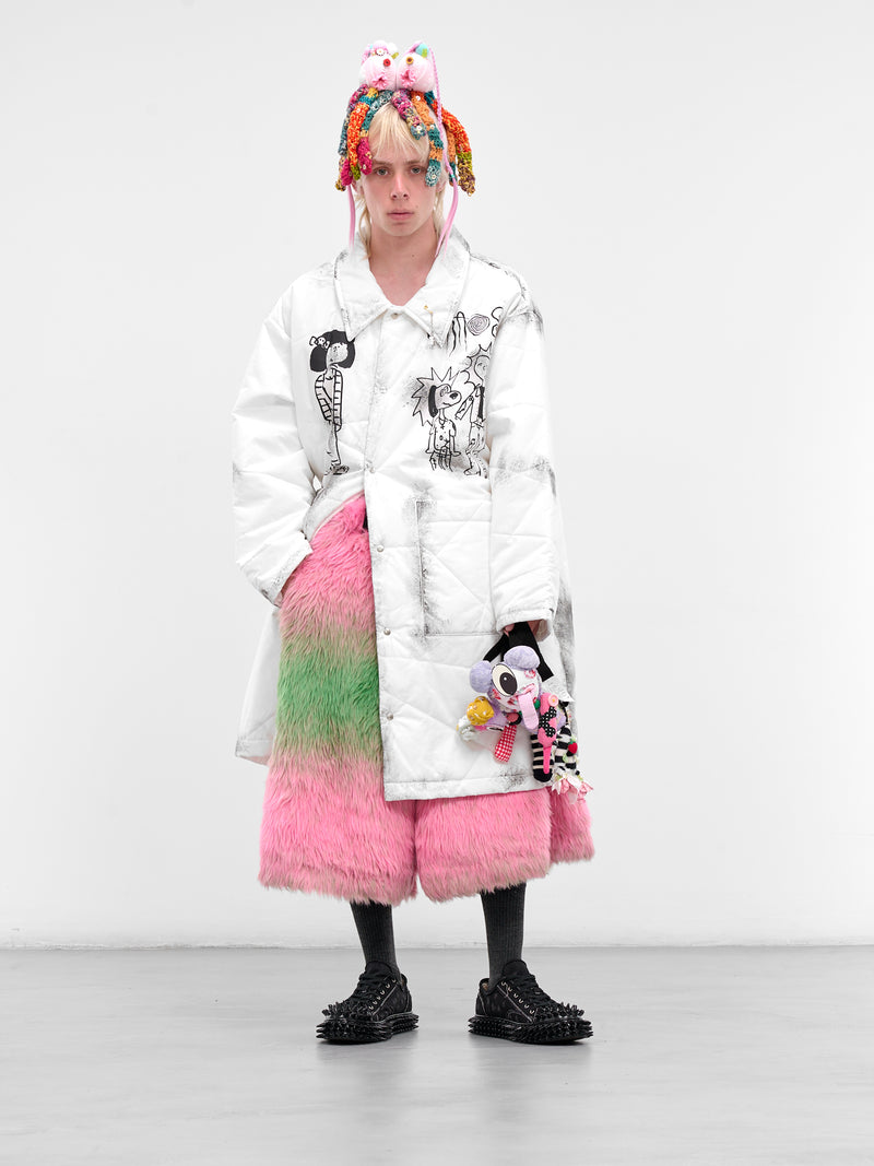 White Punk Graphic Quilted Coat (KL998-WHITE)